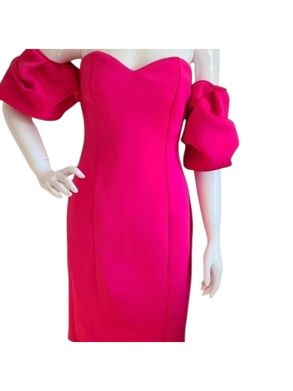 CQ BY CQ Mid Length Barbie Pink Off The Shoulder Cocktail Dress Size Small NWT